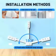 New Rotates 180° Electrical Outlet Extender Adjustable Length White Power Outlets Extender Power Socket Expander for Night Stand